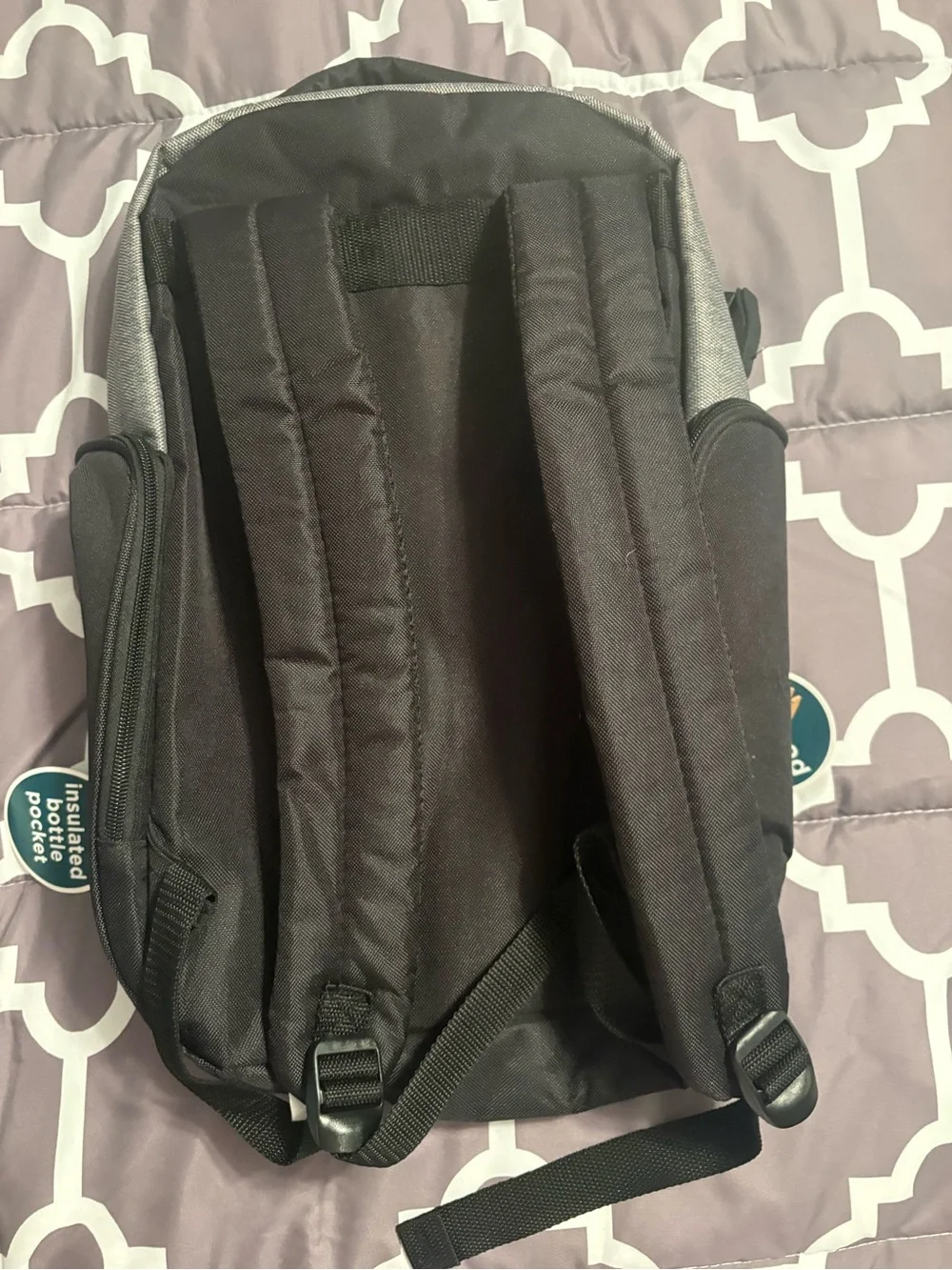 Water-Repellent Baby Bag Backpack — Black and Gray bb gear